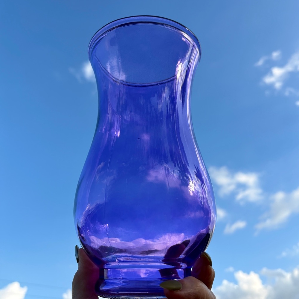 Purple Glass Bouquet Vase Decor Flower Accessory Accent Pisces Regal Royal Lent - Picture 3 of 12
